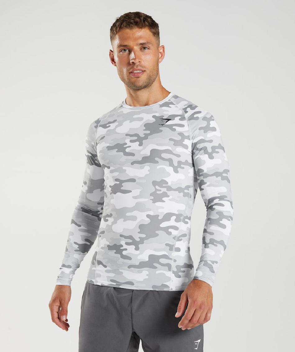 Gymshark Element Baselayer Muške Dugi Rukav Svijetlo Sive | HR 2198PJJ